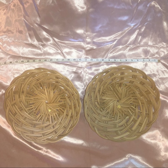 Vintage Set of 2 woven wooden round baskets - Picture 2 of 12